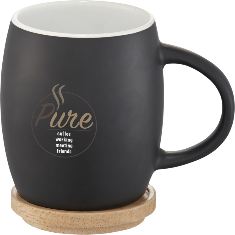 Hearth 400 ml Keramiktasse mit Holz Untersetzer