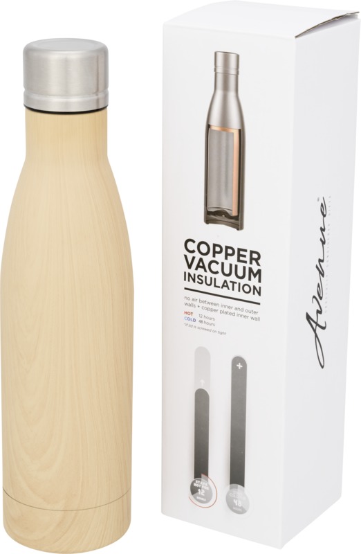 Vasa Kupfer-Vakuum Isolierflasche in Holzoptik, 500 ml – braun