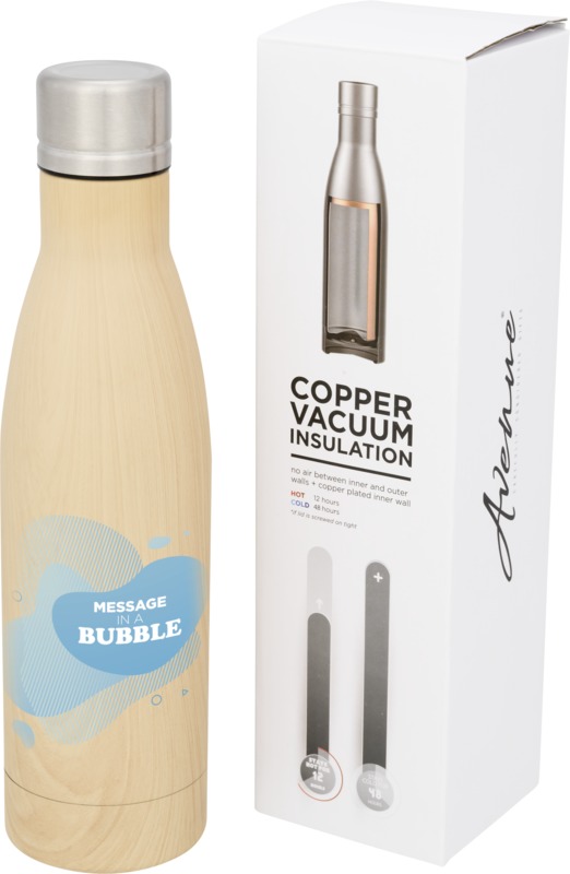 Vasa Kupfer-Vakuum Isolierflasche in Holzoptik, 500 ml
