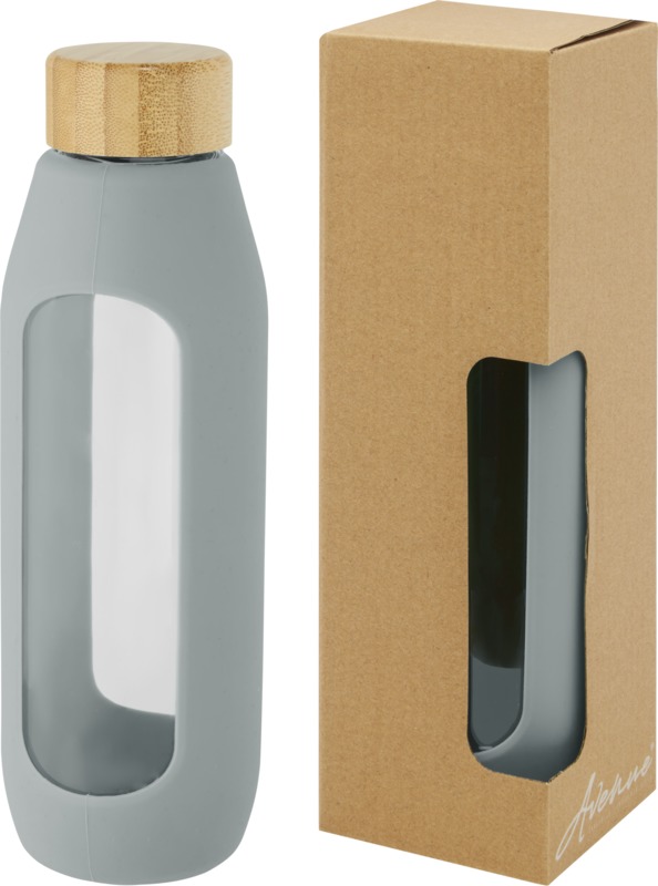 Tidan 600 ml Flasche aus Borosilikatglas mit Silikongriff – grau