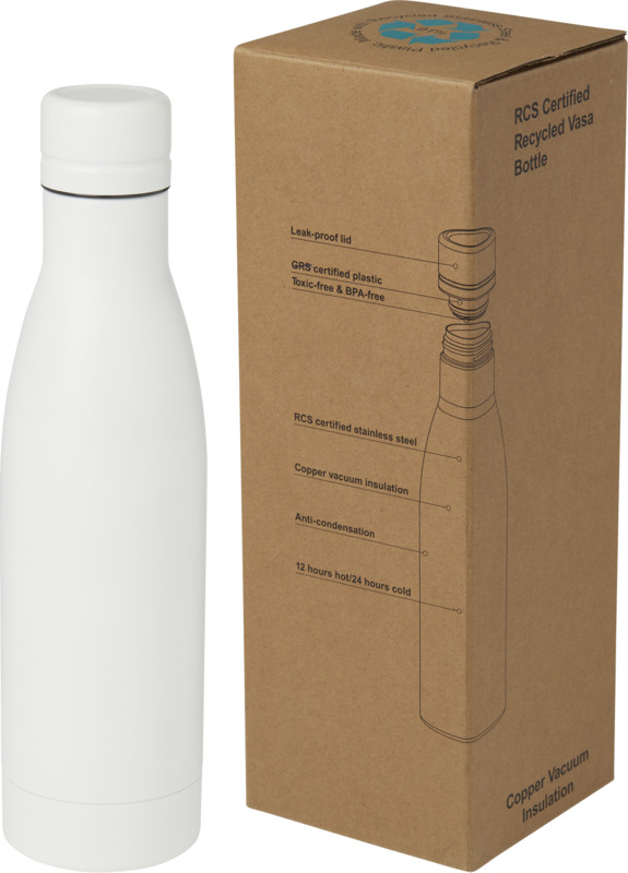 Vasa RCS-zertifizierte Kupfer-Vakuum Isolierflasche aus recyceltem Edelstahl, 500 ml – weiss