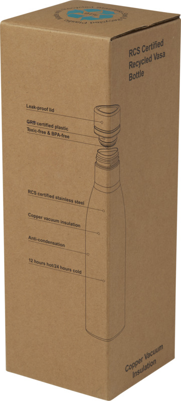 Vasa RCS-zertifizierte Kupfer-Vakuum Isolierflasche aus recyceltem Edelstahl, 500 ml