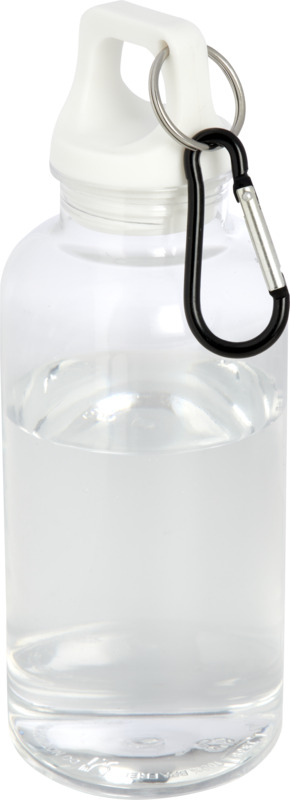 Oregon 400 ml RCS-zertifizierte Trinkflasche aus recyceltem Kunststoff mit Karabiner – weiss