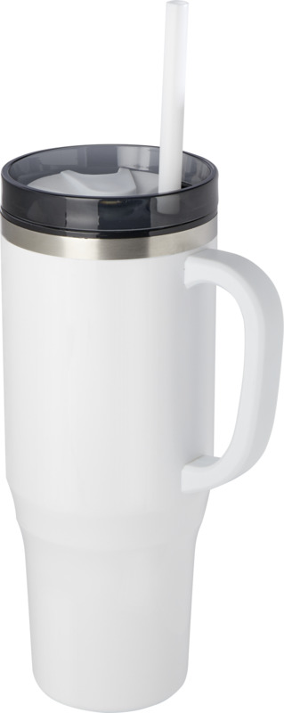 Melbourne 1200 ml RCS-zertifizierter Isolierbecher mit Strohhalm – weiss