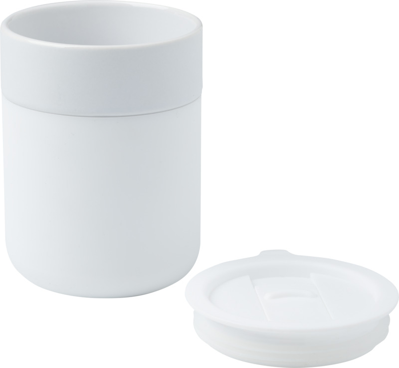 Java 330 ml Keramikbecher mit Silikonhülle und Kunststoffdeckel