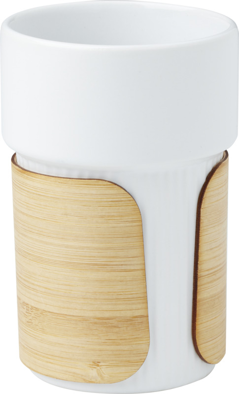 Fika 340 ml Becher mit Bambushülle – weiss