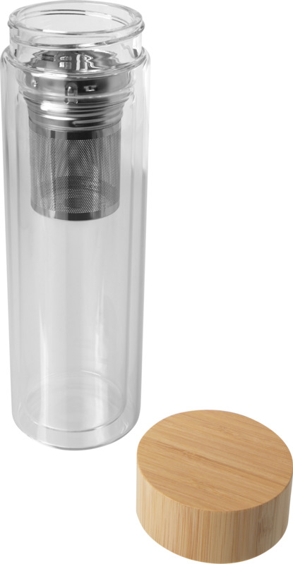 Bailey 400 ml Flasche aus Borosilikatglas mit Infuser und Bambusdeckel