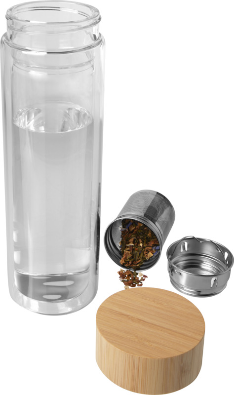 Bailey 400 ml Flasche aus Borosilikatglas mit Infuser und Bambusdeckel