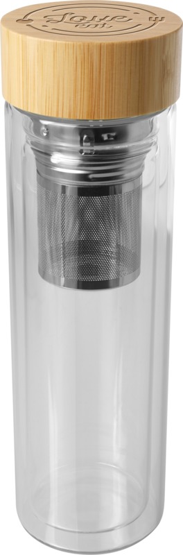 Bailey 400 ml Flasche aus Borosilikatglas mit Infuser und Bambusdeckel