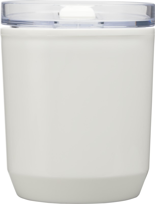 Hudson 180 ml doppelwandiger Becher aus recyceltem Kunststoff – weiss