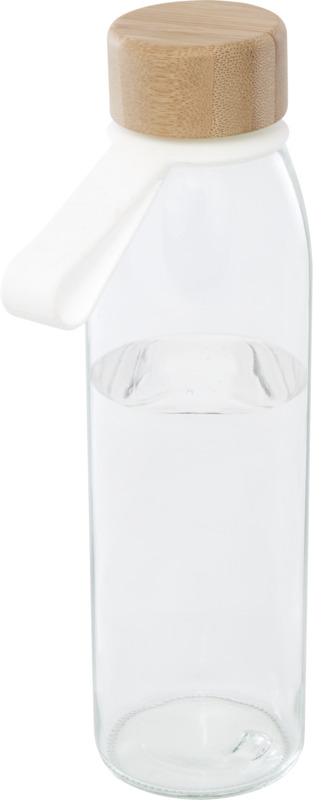 Porto 500 ml Glas-Flasche mit Silikongriff und Bambusdeckel – transparent klar