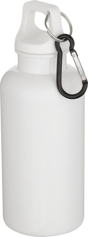Oregon 400 ml einfarbige RS-zertifizierte Trinkflasche aus recyceltem Kunststoff mit Karabinerhaken – weiss