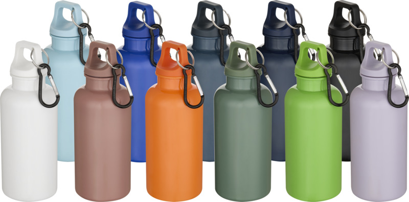 Oregon 400 ml einfarbige RS-zertifizierte Trinkflasche aus recyceltem Kunststoff mit Karabinerhaken