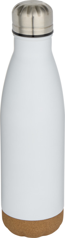 Cove 500 ml doppelwandige, vakuumisolierte Trinkflasche aus Edelstahl mit Korkdetails – weiss