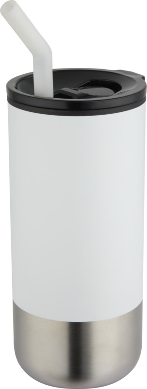 Grayson 480 ml RCS recycelter Isolierbecher mit Trinkhalm – weiss