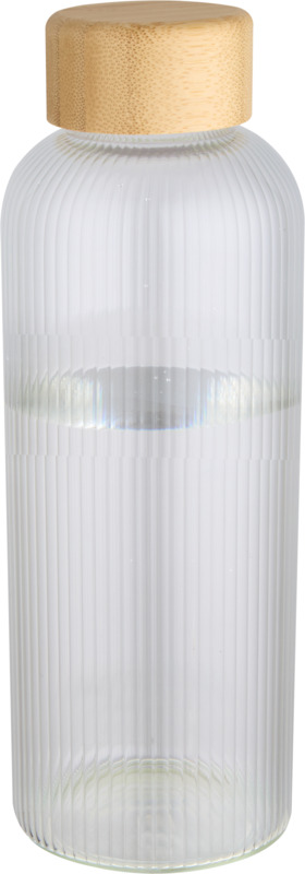 Mirage 650 ml einwandige Trinkflasche aus Borosilikatglas mit Bambusdeckel – transparent