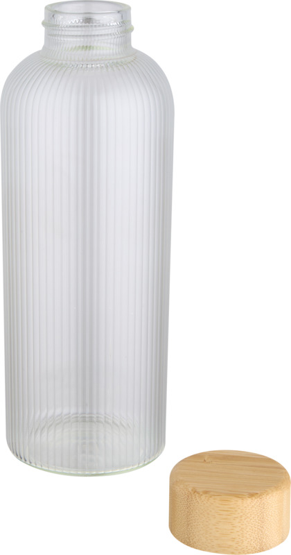 Mirage 650 ml einwandige Trinkflasche aus Borosilikatglas mit Bambusdeckel