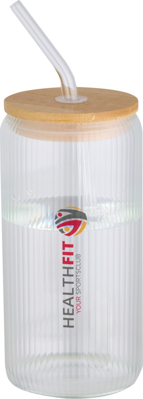 Mirage 500 ml einwandiges Glas aus Borosilikatglas mit Bambusdeckel