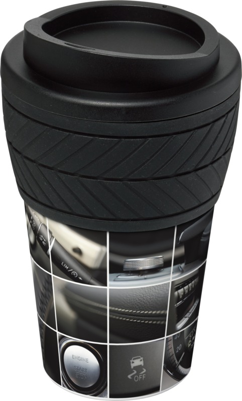 Brite-Americano® 350 ml Isolierbecher mit Schutzring Reifen-Design