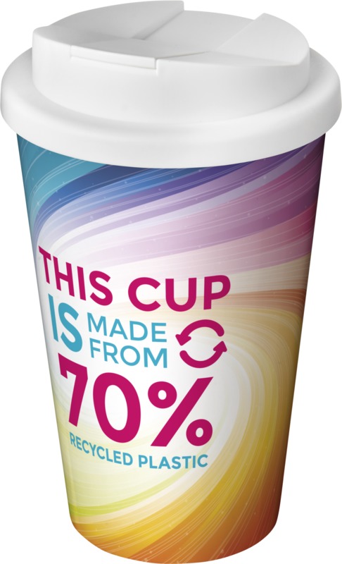Brite-Americano® Eco 350 ml Isolierbecher mit auslaufsicherem Deckel – weiss