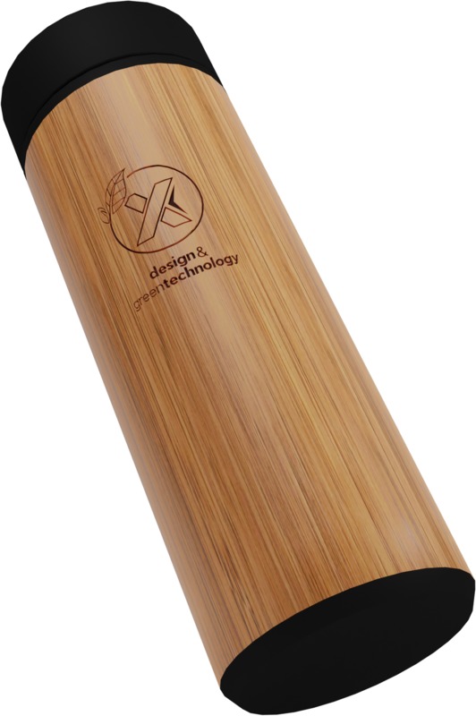 SCX.design D11 500 ml Smart Flasche aus Bambus mit Leuchtlogo